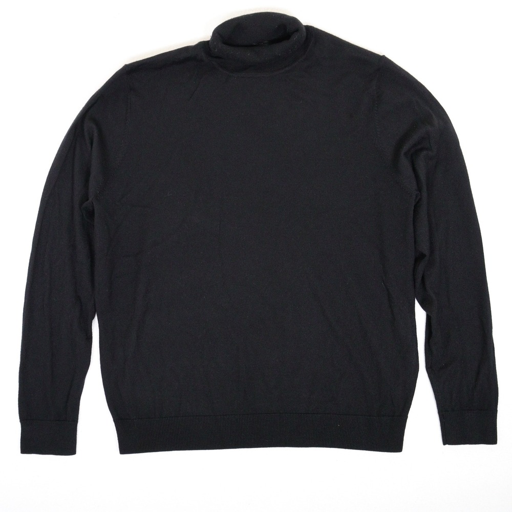 Nordstrom Turtleneck Sweater Preppy 100% Merino Wool Black Men XL